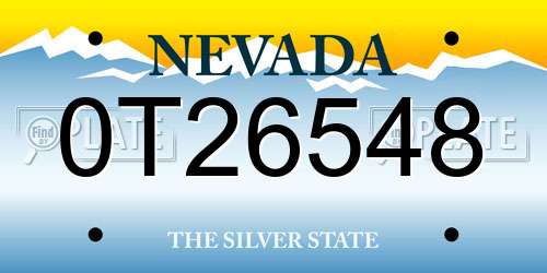 0T26548 Nevada License Plate
