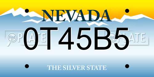 0T45B5 Nevada License Plate