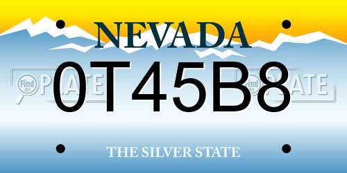 0T45B8 Nevada License Plate