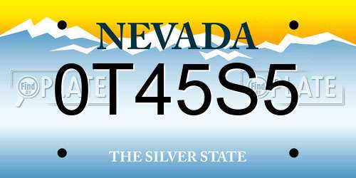 0T45S5 Nevada License Plate