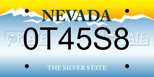 0T45S8 Nevada License Plate