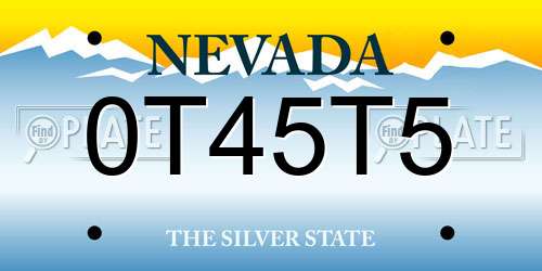0T45T5 Nevada License Plate