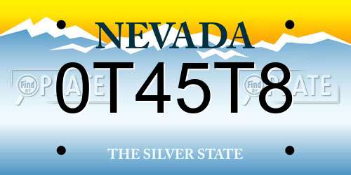 0T45T8 Nevada License Plate