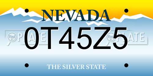 0T45Z5 Nevada License Plate