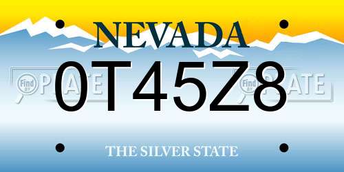 0T45Z8 Nevada License Plate
