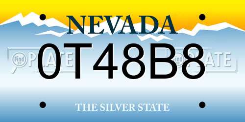 0T48B8 Nevada License Plate