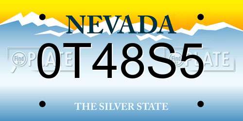 0T48S5 Nevada License Plate