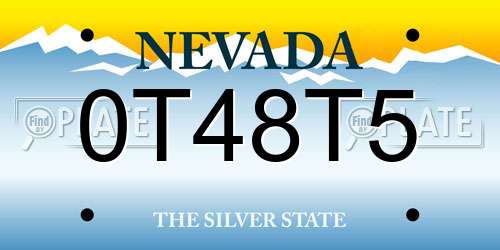 0T48T5 Nevada License Plate