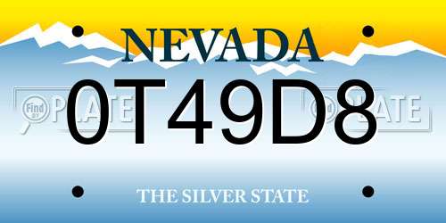 0T49D8 Nevada License Plate