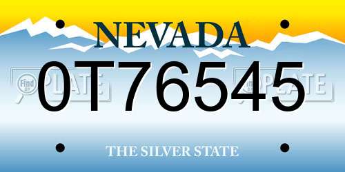 0T76545 Nevada License Plate