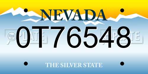 0T76548 Nevada License Plate