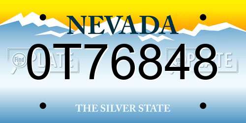 0T76848 Nevada License Plate