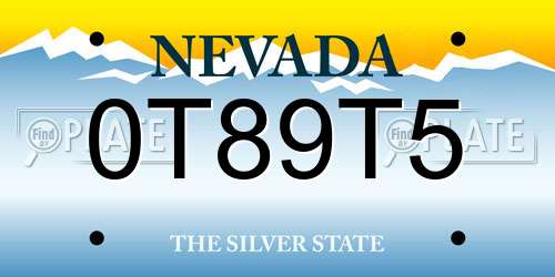 0T89T5 Nevada License Plate