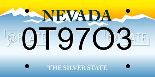 0T97O3 Nevada License Plate