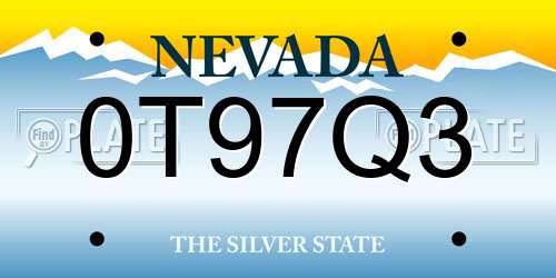 0T97Q3 Nevada License Plate