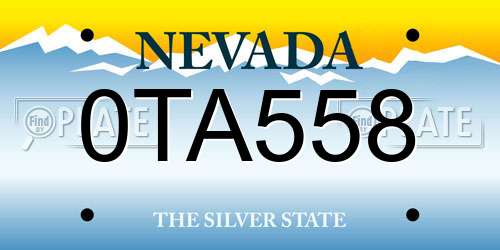0TA558 Nevada License Plate