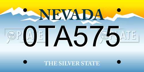 0TA575 Nevada License Plate