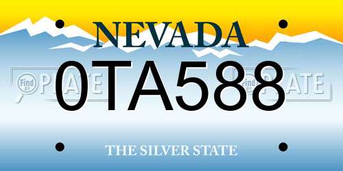 0TA588 Nevada License Plate