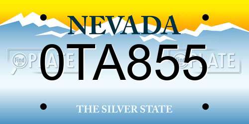 0TA855 Nevada License Plate
