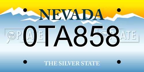 0TA858 Nevada License Plate
