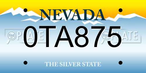 0TA875 Nevada License Plate