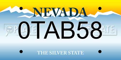 0TAB58 Nevada License Plate