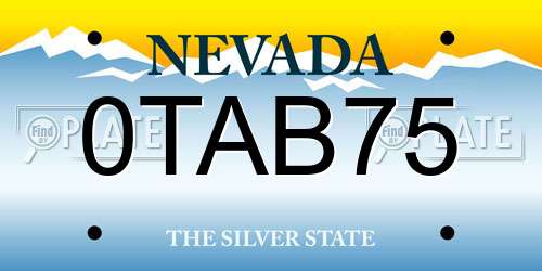 0TAB75 Nevada License Plate