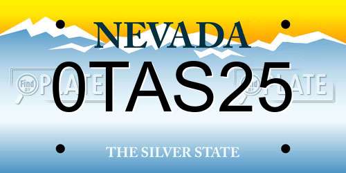 0TAS25 Nevada License Plate
