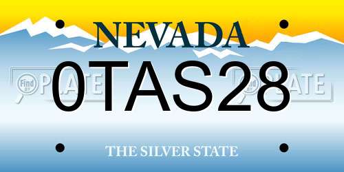 0TAS28 Nevada License Plate
