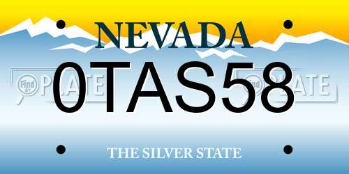 0TAS58 Nevada License Plate