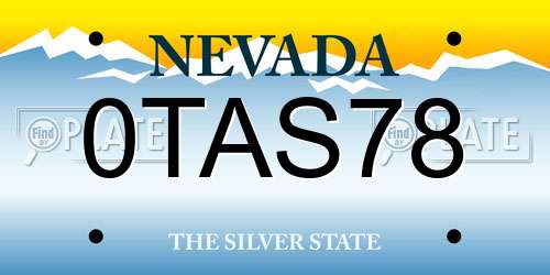 0TAS78 Nevada License Plate