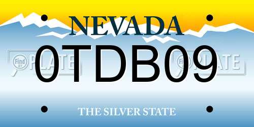 0TDB09 Nevada License Plate
