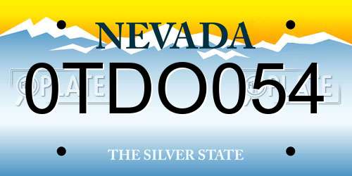 0TDO054 Nevada License Plate