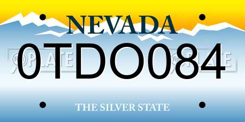 0TDO084 Nevada License Plate