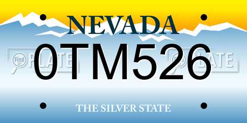 0TM526 Nevada License Plate