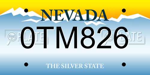 0TM826 Nevada License Plate