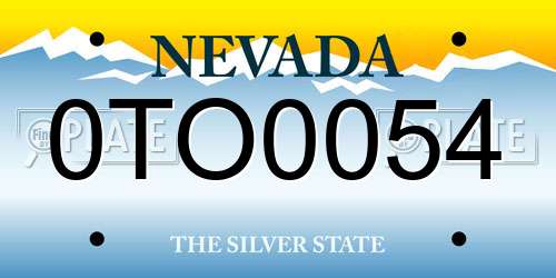 0TO0054 Nevada License Plate