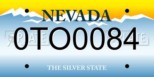 0TO0084 Nevada License Plate