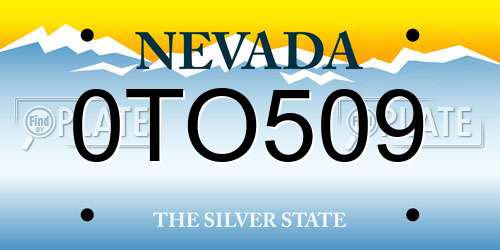 0TO509 Nevada License Plate