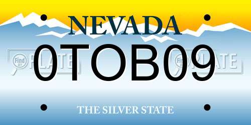 0TOB09 Nevada License Plate