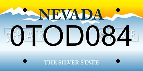 0TOD084 Nevada License Plate