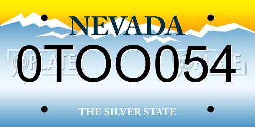 0TOO054 Nevada License Plate