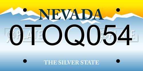 0TOQ054 Nevada License Plate