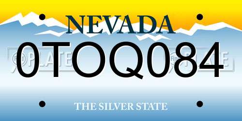 0TOQ084 Nevada License Plate