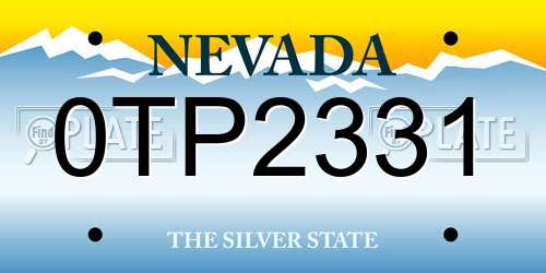 0TP2331 Nevada License Plate