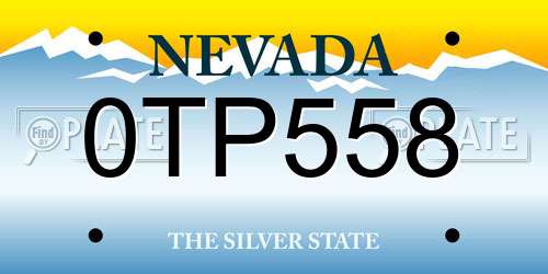 0TP558 Nevada License Plate