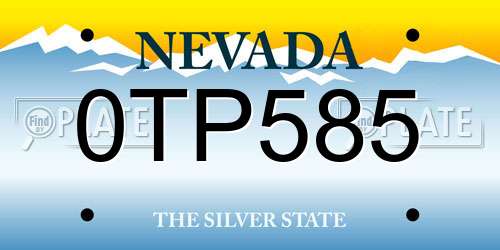 0TP585 Nevada License Plate