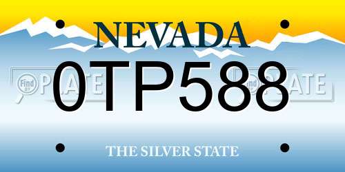 0TP588 Nevada License Plate