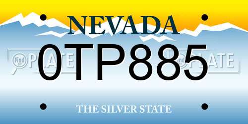 0TP885 Nevada License Plate