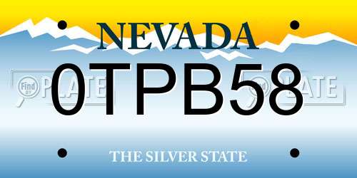 0TPB58 Nevada License Plate